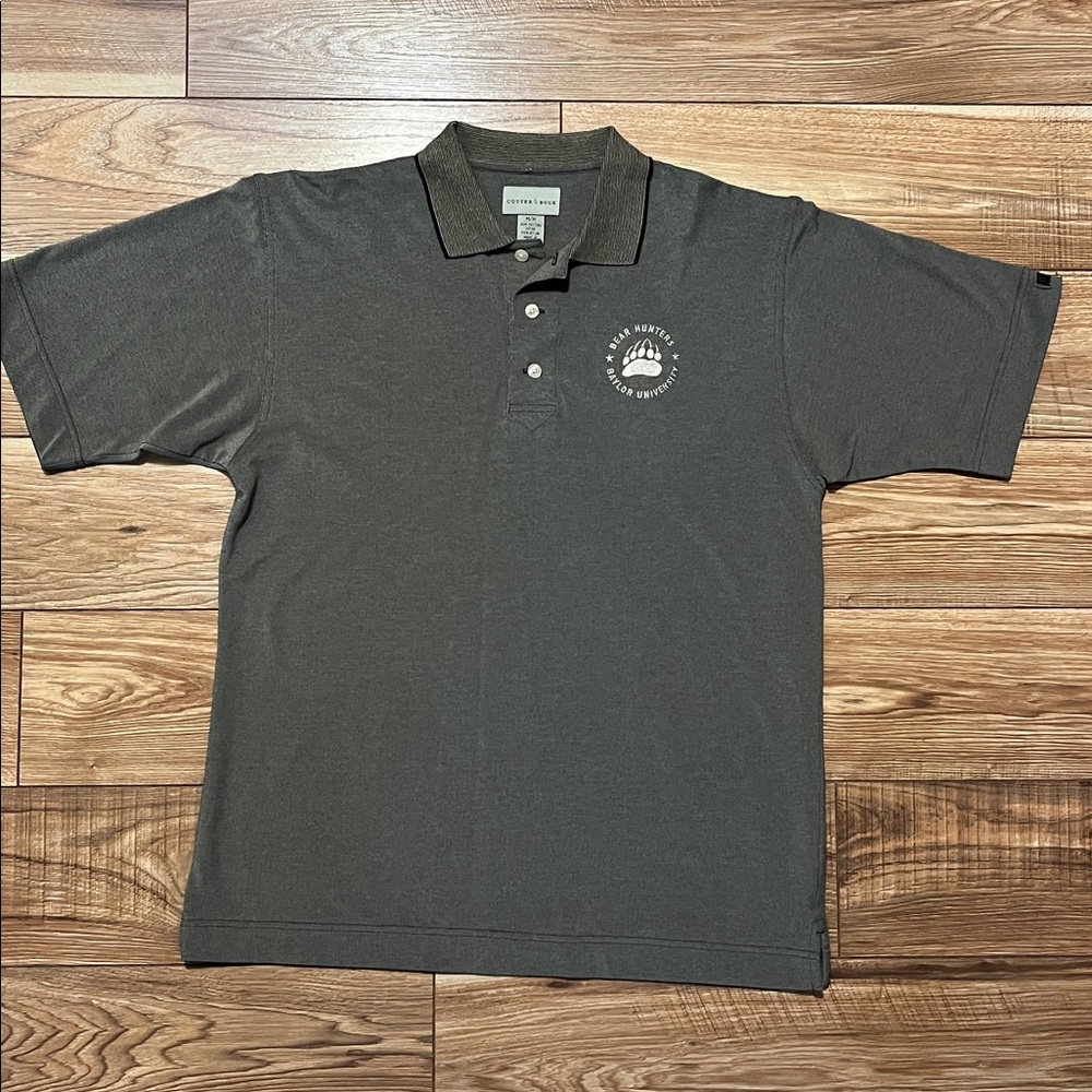 Cutter & Buck Gray Polo with Baylor University Bear Hunters Emblem